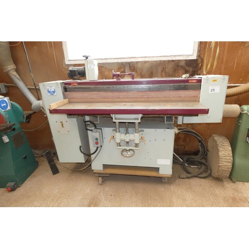 25 - A vertical belt edge sander 3ph with no make visible. Machine is approx 2m wide and is currently sit... 