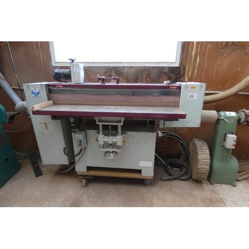 25 - A vertical belt edge sander 3ph with no make visible. Machine is approx 2m wide and is currently sit... 