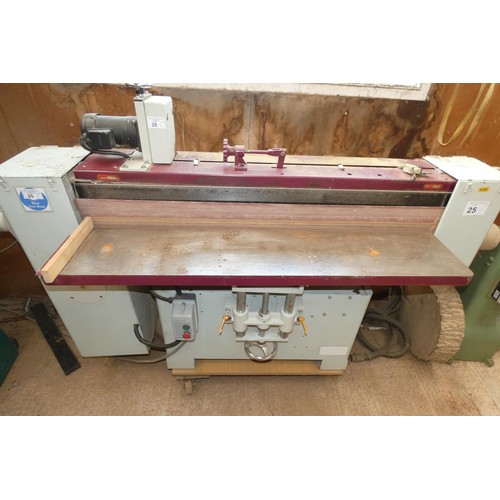 25 - A vertical belt edge sander 3ph with no make visible. Machine is approx 2m wide and is currently sit... 