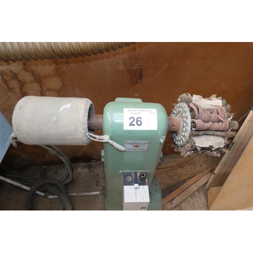 26 - A RYE double sided pedestal polishing machine no. BS1 111, 3ph currently fitted with one polisher wh... 