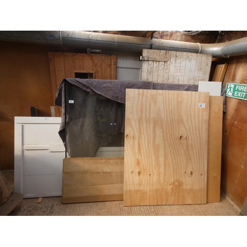 27 - A quantity of various items including a large double glazed unit approx 240 x 169cm, a long length o... 