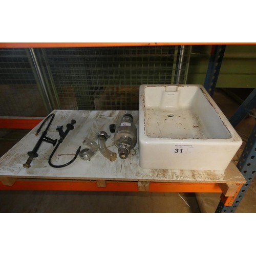 31 - A white ceramic Belfast type sink approx 62 x 46 x 21cm high