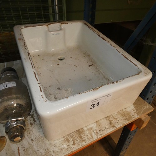 31 - A white ceramic Belfast type sink approx 62 x 46 x 21cm high