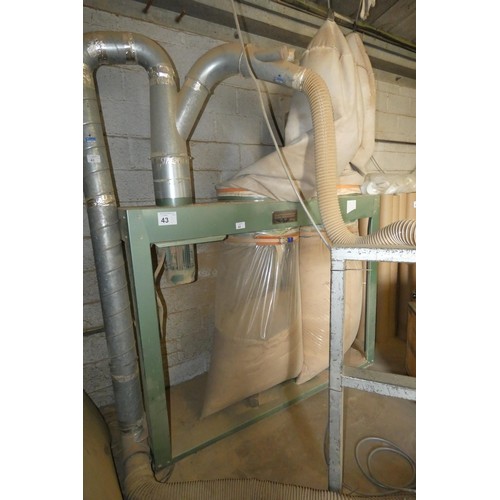 43 - A Dust Harvester two bag dust extractor by M Systems 3ph approx 2m wide