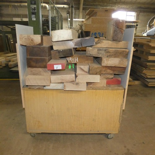 47 - A quantity of various size / type sections of hardwood suitable for turning etc - Contents of a whee... 