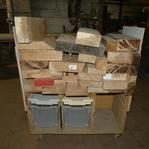 47 - A quantity of various size / type sections of hardwood suitable for turning etc - Contents of a whee... 