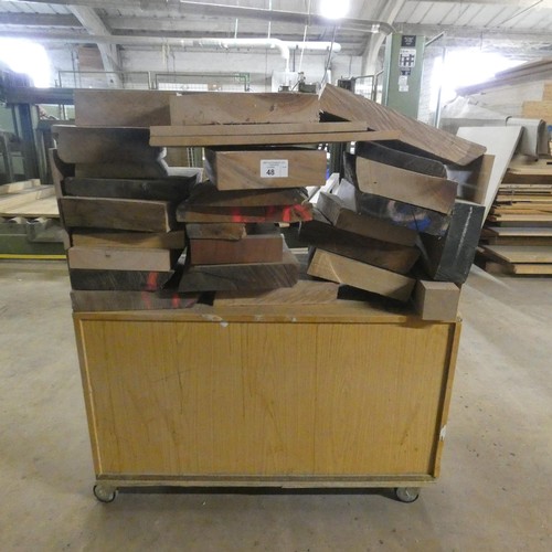 48 - A quantity of various size / type sections of hardwood suitable for turning etc - Contents of a whee... 