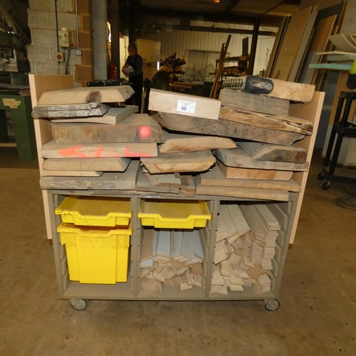 50 - A quantity of various size / type sections of hardwood suitable for turning etc - Contents of a whee... 