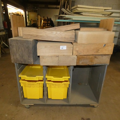 51 - A quantity of various size / type sections of hardwood suitable for turning etc - Contents of a whee... 