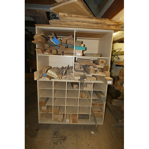 58 - A quantity of various size wood sections / offcuts (mainly all hardwoods). Contents of an open front... 