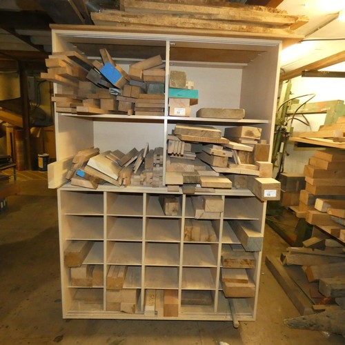 58 - A quantity of various size wood sections / offcuts (mainly all hardwoods). Contents of an open front... 