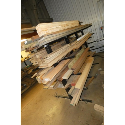 61 - A large quantity of various size wood sections / offcuts (mainly all hardwoods). Contents of 10 wide... 