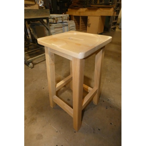 66 - 4 x Beech stools each approx 61cm high