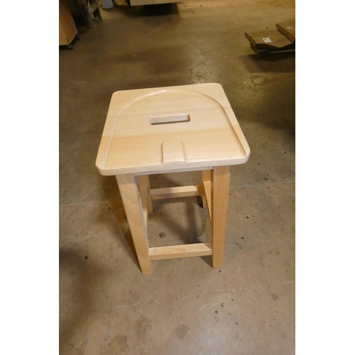 66 - 4 x Beech stools each approx 61cm high