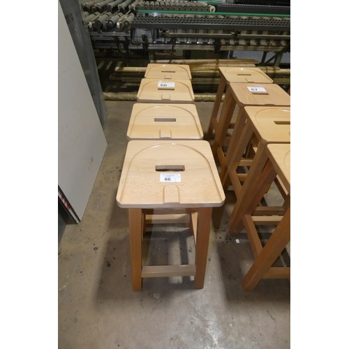 66 - 4 x Beech stools each approx 61cm high