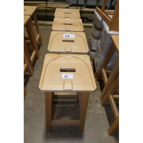 68 - 4 x Beech stools each approx 61cm high