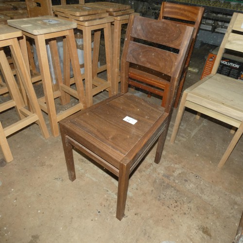 71 - 3 x matching style bespoke dining chairs each one made from a different hardwood