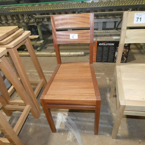 71 - 3 x matching style bespoke dining chairs each one made from a different hardwood