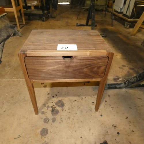 72 - 1 x bespoke Walnut bedside cabinet - finished