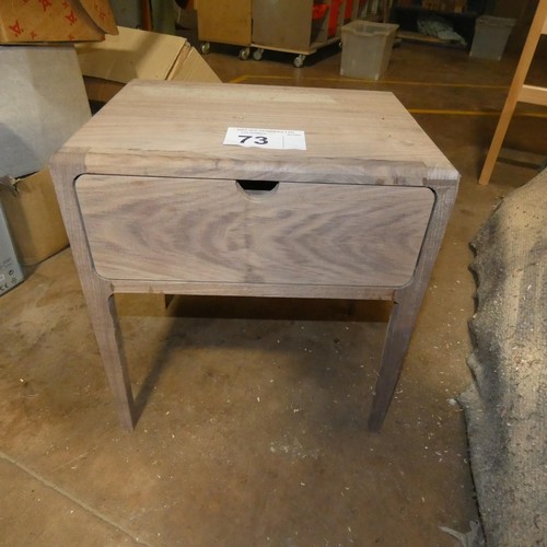 73 - 1 x bespoke Walnut bedside cabinet. Requires final sand and oil