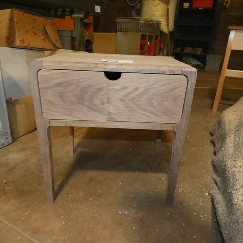 73 - 1 x bespoke Walnut bedside cabinet. Requires final sand and oil