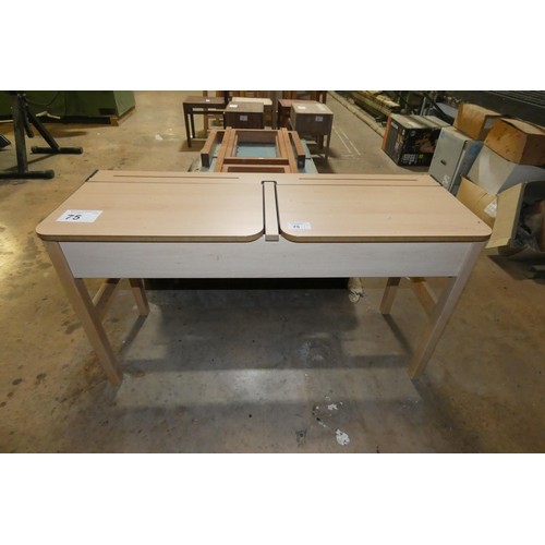 75 - A bespoke modern version of a classic two child school desk approx 124cm wide