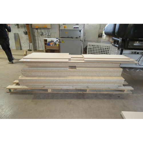 17 - A quantity of various size sheet material offcuts including faced chipboard and MDF