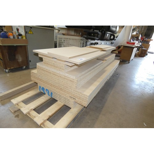 17 - A quantity of various size sheet material offcuts including faced chipboard and MDF