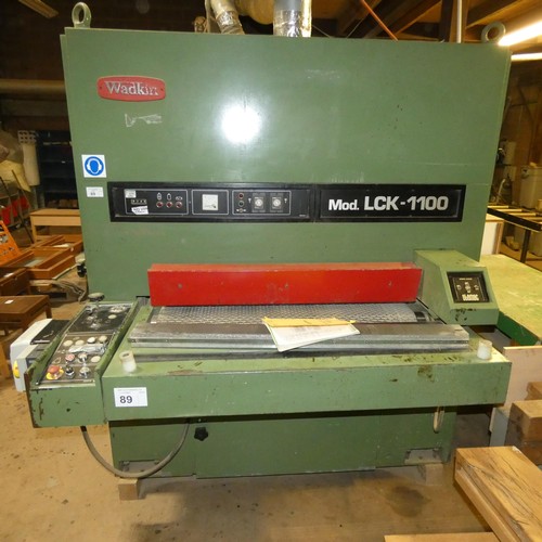 89 - A Wadkin pass through sander model LCK-1100, 3ph, max width approx 1100mm, single belt with pad sand... 