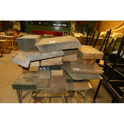 91 - A quantity of various size / type sections of hardwood suitable for turning etc - Contents of a whee... 