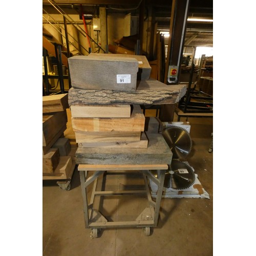 91 - A quantity of various size / type sections of hardwood suitable for turning etc - Contents of a whee... 