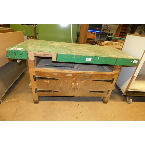 95 - A work bench approx 156 x 73 x 84cm high (no vice is attached or included)