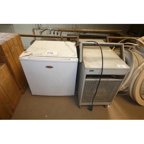 115 - 2 x EBAC dehumidifiers and 1 x small fridge, all items are 240v and have not been tested