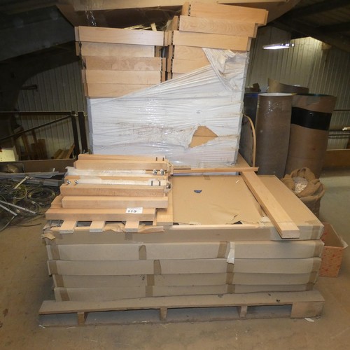 119 - 2 pallets containing a quantity of various beech table parts including frames, legs etc (no tops inc... 