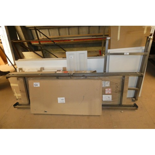 124 - A quantity of various items including wardrobe doors / internal components, 3 x metal support frames... 