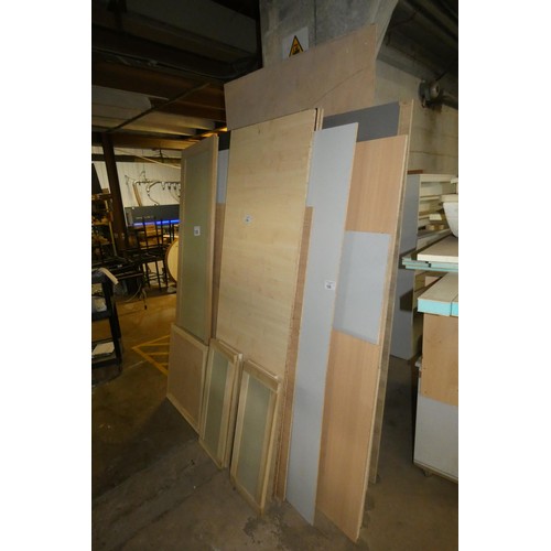 128 - A quantity of various sheet material (including good size offcuts). Can viewed be leaning against th... 