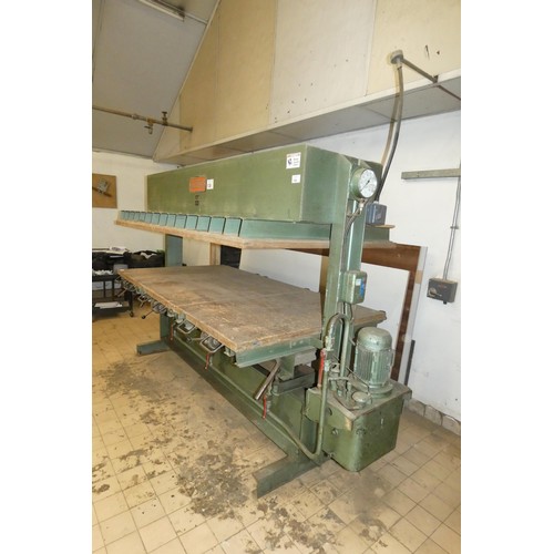 138 - An Interwood hydraulic cold press, bed size approx 244 x 127cm, capacity up to 400kg per cm2