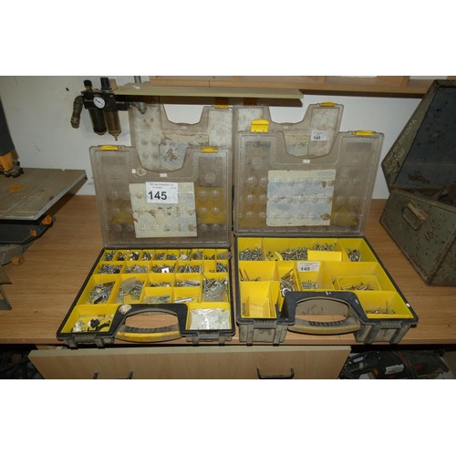 145 - 4 x Stanley organiser boxes containing various screws etc