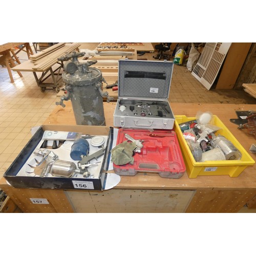 156 - A quantity of various paint / stain spraying equipment. Not practical to list in detail so please vi... 