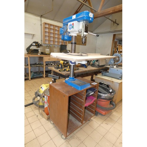 167 - A pillar drill on a mobile stand model MDP-81018M, 240v (no make visible) and the mobile stand is in... 