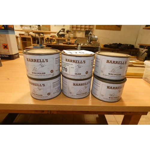 170 - 6 x tins of Harrells wax polish