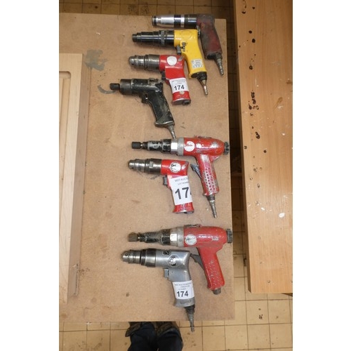 174 - 8 x various air tools. Not practical to list in detail so please view or see photographs