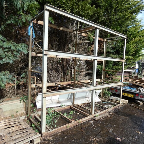 207 - A metal pallet storage rack overall approx 360cm wide x 110cm deep x 295cm high. Please note, welded... 