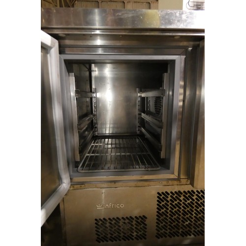 1116 - A commercial stainless steel 2 door bench fridge by Infrico type ME100011 approx 98x71x90cm 240V - t... 