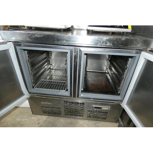 1116 - A commercial stainless steel 2 door bench fridge by Infrico type ME100011 approx 98x71x90cm 240V - t... 