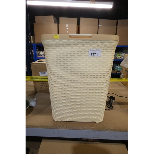 137 - 1 plastic laundry basket