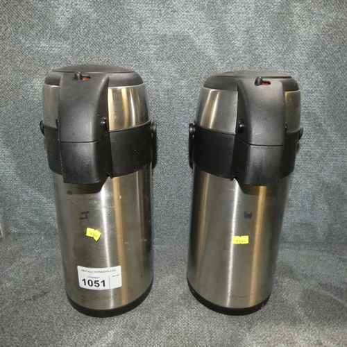 1051 - 2 x large thermal coffee/tea dispenser flasks by Crystals