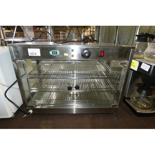 1074 - A commercial stainless steel counter top glass heated display unit type APD-2D - trade.  Tested Work... 