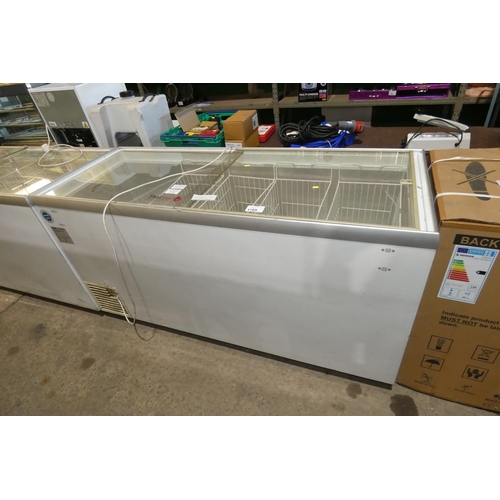 1105 - A large commercial display freezer by Derby type EK66 - trade. Tested Working