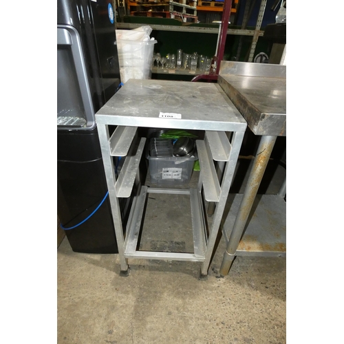 1108 - A small aluminium tray rack and prep table approx 51x44x86cm
